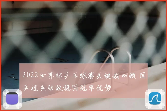 2022世界杯乒乓球赛关键战回顾 国乒连克劲敌稳固冠军优势